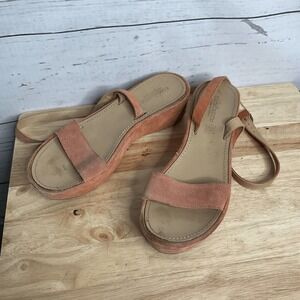 Sundance Platform Sandals Women's 10 Burnt Orange SuedeLeather Ankle Strap Italy